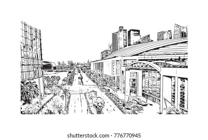 Hand drawn sketch of Singapore in vector illustration.
