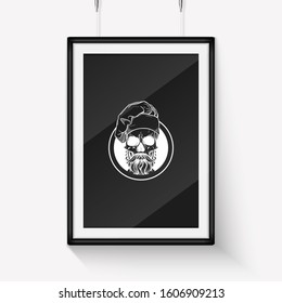 Hand drawn sketch skull with cooks hat