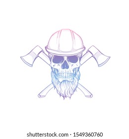 Hand drawn sketch skull with helmet