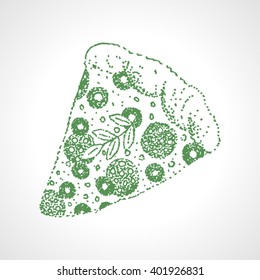 hand drawn sketch slice of pizza. Vector illustration