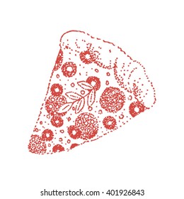 hand drawn sketch slice of pizza. Vector illustration