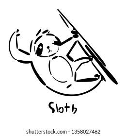 Hand Drawn Sketch of Sloth Animal Icon on Isolated Background. Vector illustration