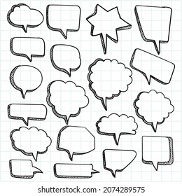 Hand drawn sketch speech bubble set design