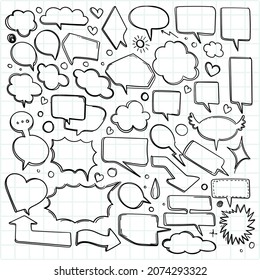 Hand drawn sketch speech bubble set design