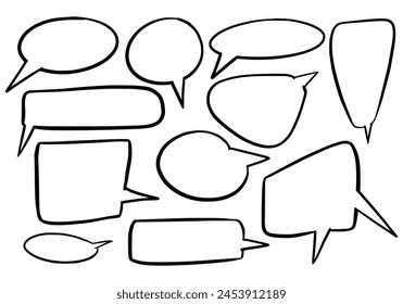 	
Hand drawn sketch speech bubble set