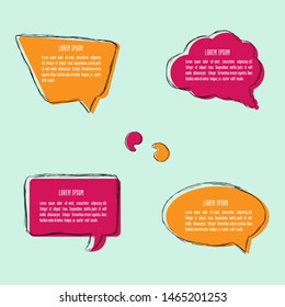 Hand drawn  sketch speech bubbles  - vector