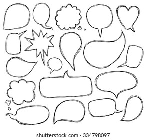 Hand drawn sketch speech bubbles