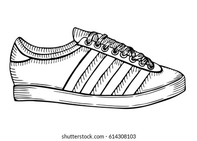 Hand Drawn Sketch Sport Shoes Sneakers Stock Vector (Royalty Free ...