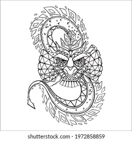 Hand drawn sketch style abstract dragon isolated on white background. Vector illustration.