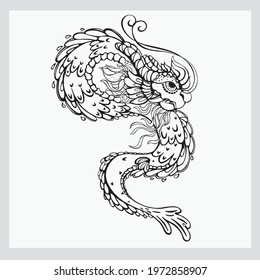 Hand drawn sketch style abstract dragon isolated on white background. Vector illustration.