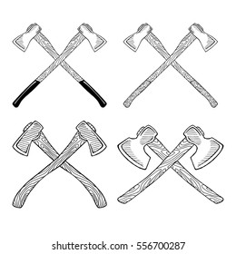 Hand drawn sketch style ax. Design fashion apparel texture print. Vector vintage and retro  illustration.