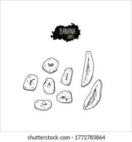 Hand drawn sketch style banana chips set. Vector illustration. 