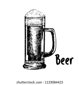 Hand drawn sketch style Beer isolated on white background. Vector illustration.