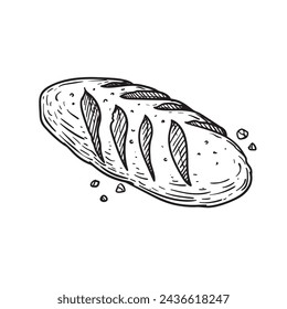 Hand drawn sketch style bread bun. Best for bakery designs. Vector illustration in retro style isolated on white.