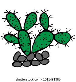 Hand drawn sketch style  cactus. Vector illustration.