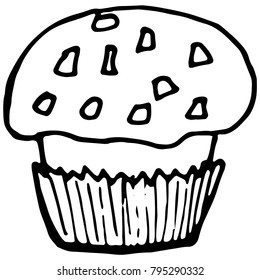 Hand drawn sketch style Cake graphic. Vector illustration.