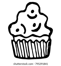 Hand drawn sketch style Cake graphic. Vector illustration.