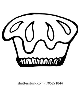 Hand drawn sketch style Cake graphic. Vector illustration.