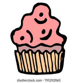 Hand drawn sketch style Cake graphic. Vector illustration.