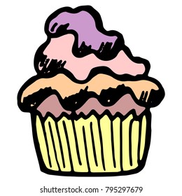 Hand drawn sketch style Cake graphic. Vector illustration.