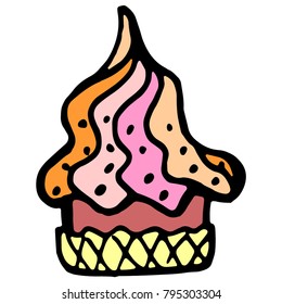 Hand drawn sketch style Cake graphic. Vector illustration.