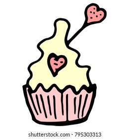 Hand drawn sketch style Cake graphic. Vector illustration.