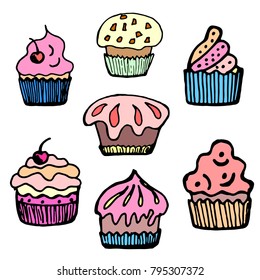 Hand drawn sketch style Cake graphic. Vector illustration.