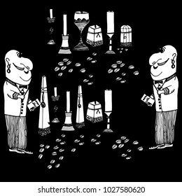 Hand drawn sketch style Candle set. Vector illustration.