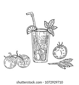 Hand drawn sketch style Coctail Bloody Mary.Vector illustration