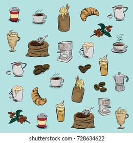 Hand drawn sketch style. Coffee cup is hot . vintage paper cup of coffee takeaway Menu for restaurant, cafe, bar.pattern graphic 
