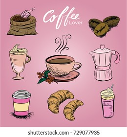 Hand drawn sketch style. Coffee cup is hot . vintage paper cup of coffee takeaway Menu for restaurant, cafe, bar.