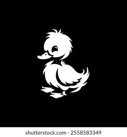 Hand drawn sketch style duckling. Cute baby duck. Poultry. Best for Easter themed designs. Retro style. Vector illustration on white.