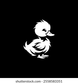 Hand drawn sketch style duckling. Cute baby duck. Poultry. Best for Easter themed designs. Retro style. Vector illustration on white.