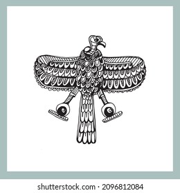 Hand drawn sketch style Egyptian god isolated on white background. Vector illustration.