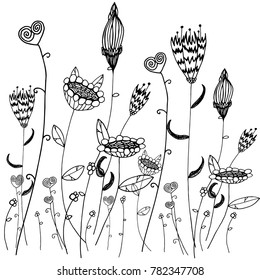 Hand drawn sketch style floral.Vector illustration isolated on white background