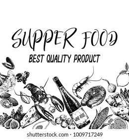 Hand drawn sketch style food. Vector illustration.