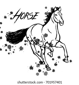 Hand drawn sketch style horse. Vector illustration isolated on white background.