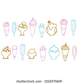 Hand drawn sketch style ice-cream.Vector illustration 