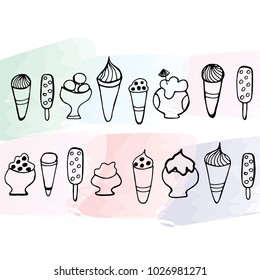 Hand drawn sketch style ice-cream.Vector illustration