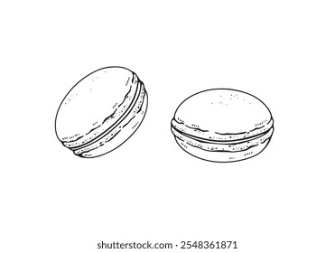 Dibujado a mano estilo de boceto ilustración macaron