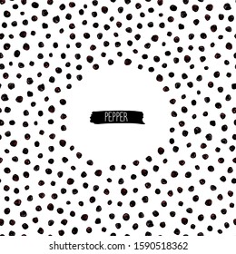 Hand drawn sketch style peppercorn label. Color background. 