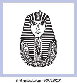 Hand drawn sketch style portraits of Egyptian pharaohs isolated on white background. Vector illustration.