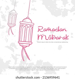 hand drawn sketch style ramadhan lantern lamp illustration for ramadan mubarak greeting celebration