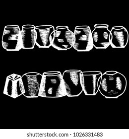 Hand drawn sketch style. Vases .Vector illustration 