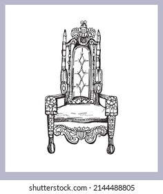 Hand drawn sketch style vintage armchair isolated on white background. Vector illustration.