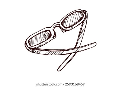 Hand drawn sketch of stylish sunglasses in monochrome vintage style

