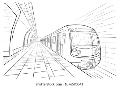 Hand drawn sketch subway