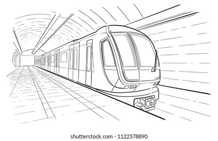 Hand Drawn Sketch Subway Station