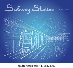 Hand drawn sketch of subway station illustration