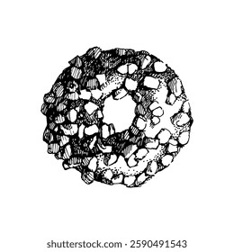 Hand drawn sketch sweet cookie. Vector illustration